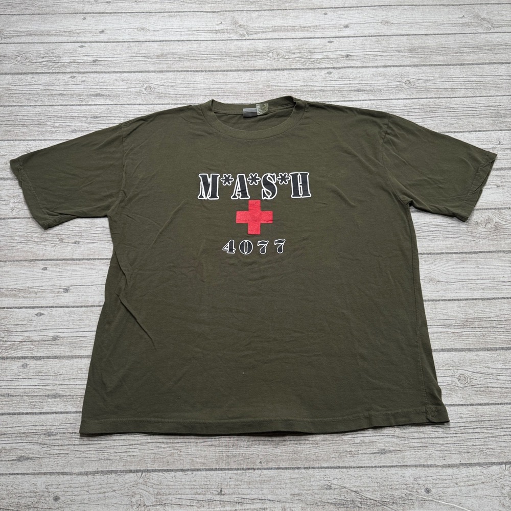 Vintage MASH T-Shirt Men's 2XL Olive Green Short Sleeve Medic 4077th TV Series